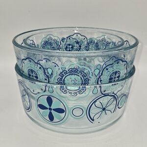 Pyrex Blue Medallion Bowl Set‎ of 3 No Lids